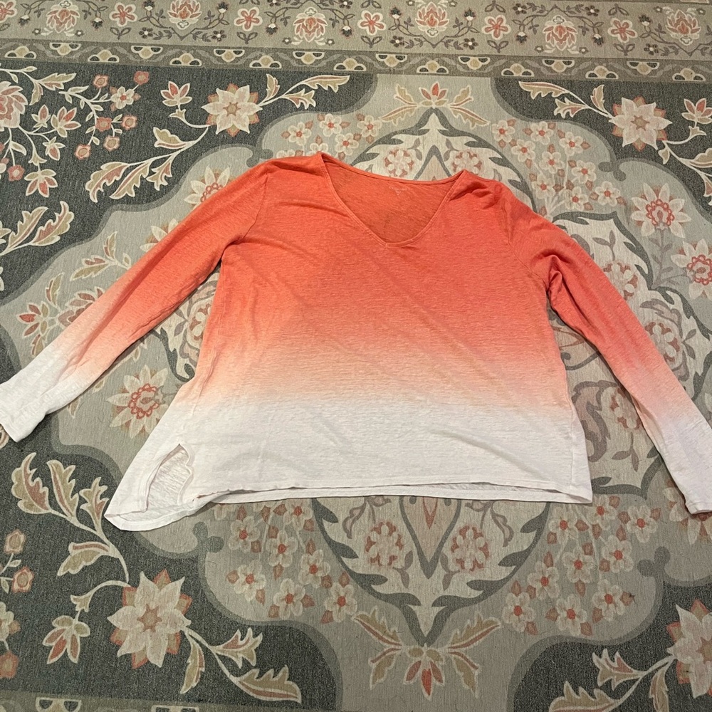 Garnet Hill Coral Linen Top